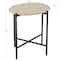 19.75" Beige Marble Accent Table with Black Metal Support